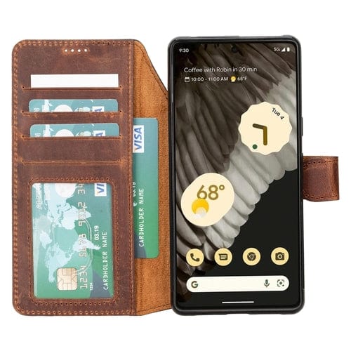 Chocolate Crius Sheridan Leather Detachable Wallet for Google Pixel 7/6/5/4 Google Pixel 6 / Dark Brown