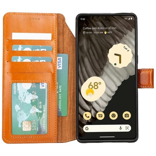 Chocolate Crius Sheridan Leather Detachable Wallet for Google Pixel 7/6/5/4 Google Pixel 6 Pro / Tan