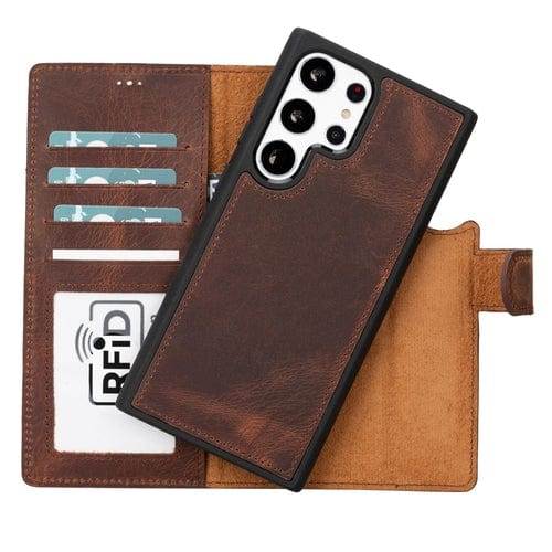 Toronata Buffalo Samsung Galaxy S20 Series Detachable Leather Wallet Case Samsung Galaxy S20 Ultra / Antic Brown