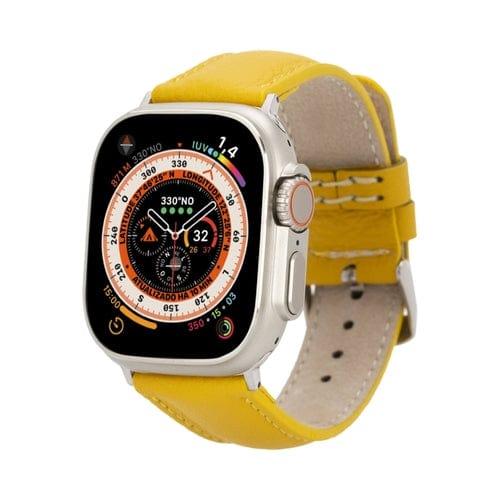 Toronata Jackson Leather Bands for Apple Watch 9, Ultra 2 & SE Yellow / 45mm