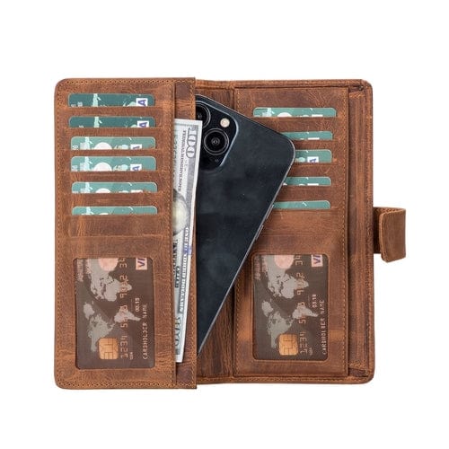 Toronata Lander Leather Phone Wallet and Multiple Card Holder for Women 6.9" / Antic Brown