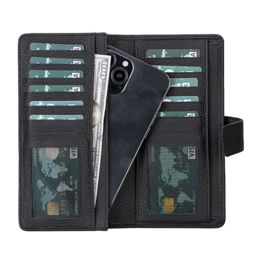 Toronata Lander Leather Phone Wallet and Multiple Card Holder for Women 6.9" / Floater Black